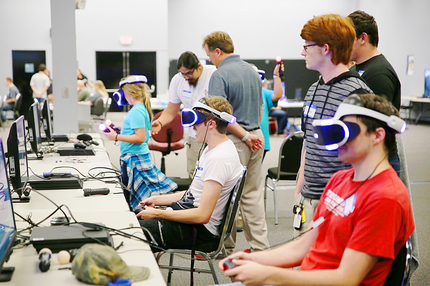 Attendees of the Local Area Network party at East Mississippi Community College’s Golden Triangle campus last year make use of the virtual reality equipment that was available. The LAN party returns this year on March 1. A Digital Symposium will be held Feb. 28. Attendees of the Local Area Network party at East Mississippi Community College’s Golden Triangle campus last year make use of the virtual reality equipment that was available. The LAN party returns this year on March 1. A Digital Symposium will be held Feb. 28.