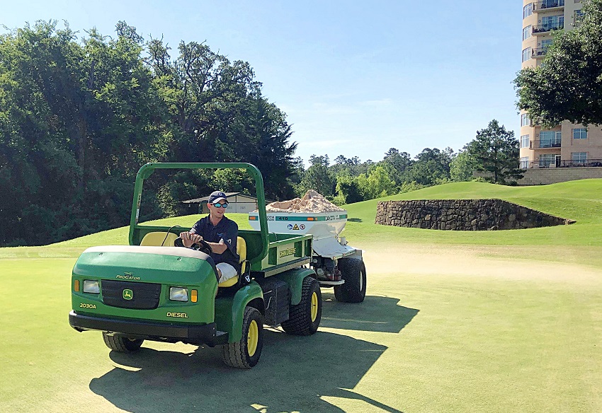 East Mississippi Community College Golf and Recreational Turf Management Technology program graduate Trey Sansing began work at The Cascades Golf & Country Club in Tyler, Texas before he was awarded his degree. East Mississippi Community College Golf and Recreational Turf Management Technology program graduate Trey Sansing began work at The Cascades Golf & Country Club in Tyler, Texas before he was awarded his degree.